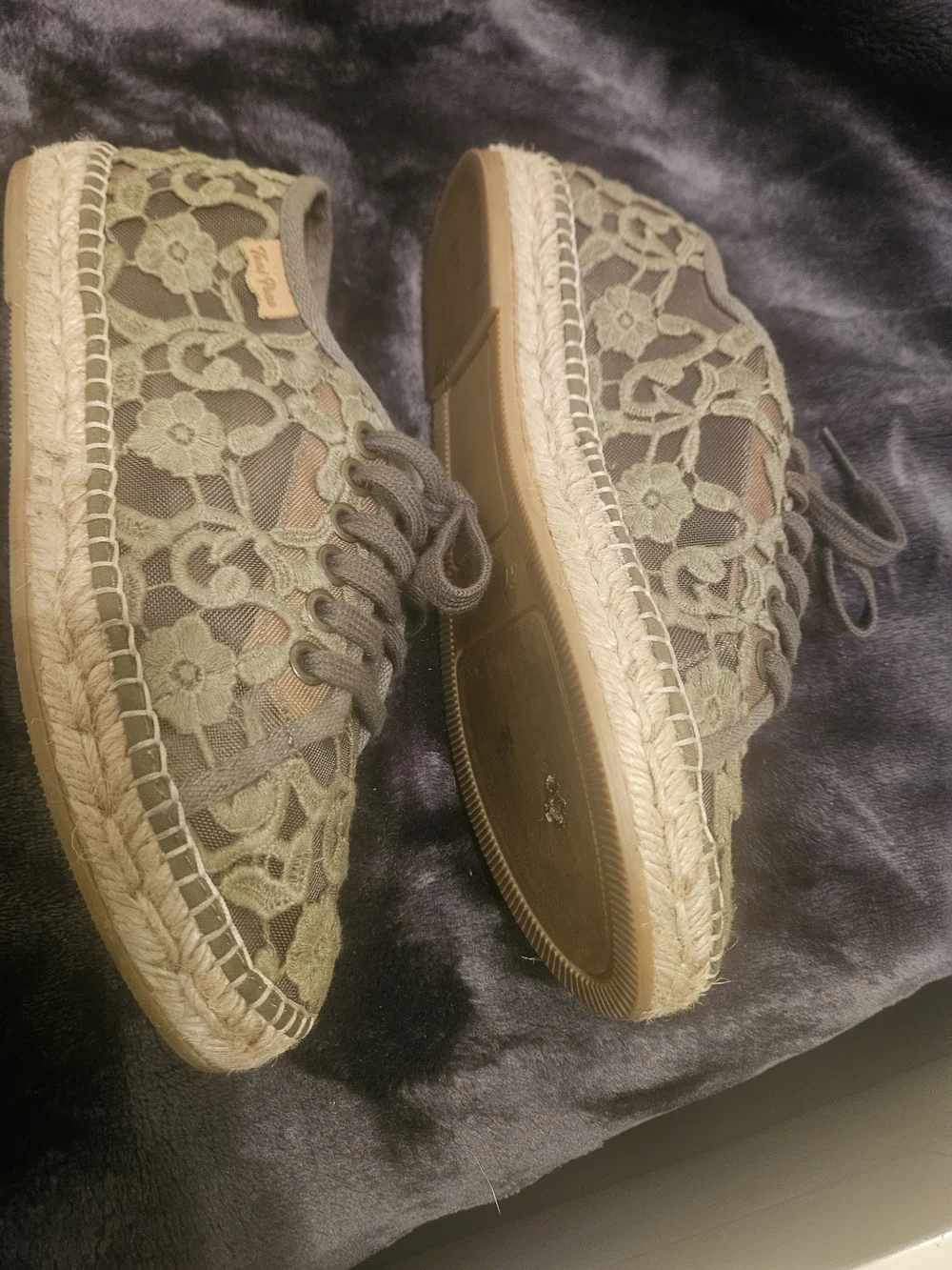 Olive Lace Espadrille Sneakers with Lace-Up Front